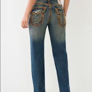 Women’s True Religion Blue Jeans with Orange Stitching